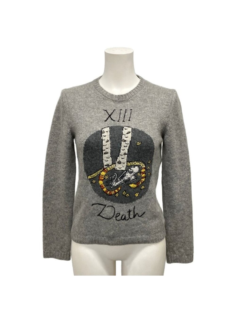 Dior Long Sleeve Sweater I 40 Gray White Multi Cashmere